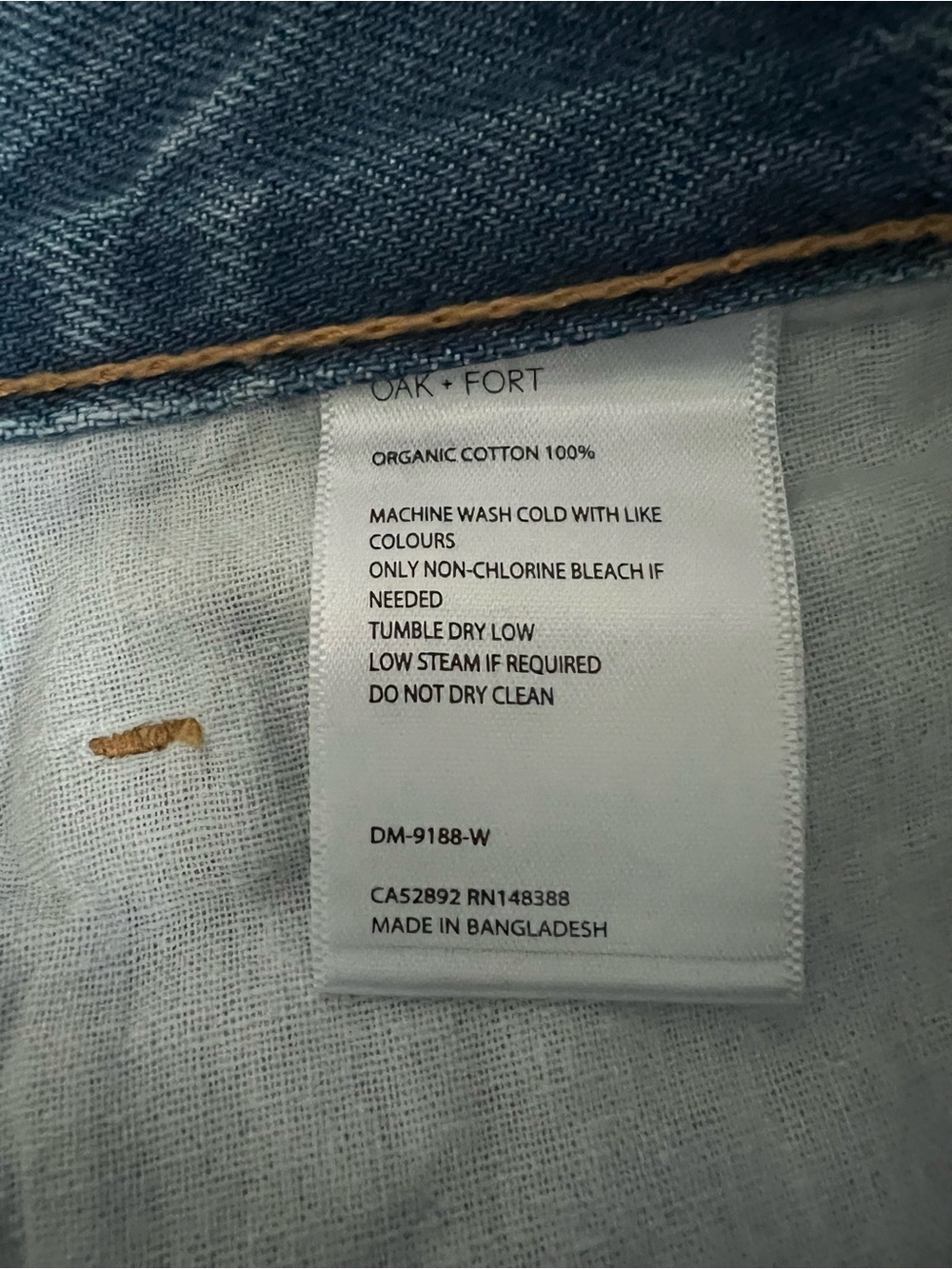 Oak + Fort Wide Leg Jeans Split Hem High Rise Organic Cotton Size 28 - Picture 6 of 8
